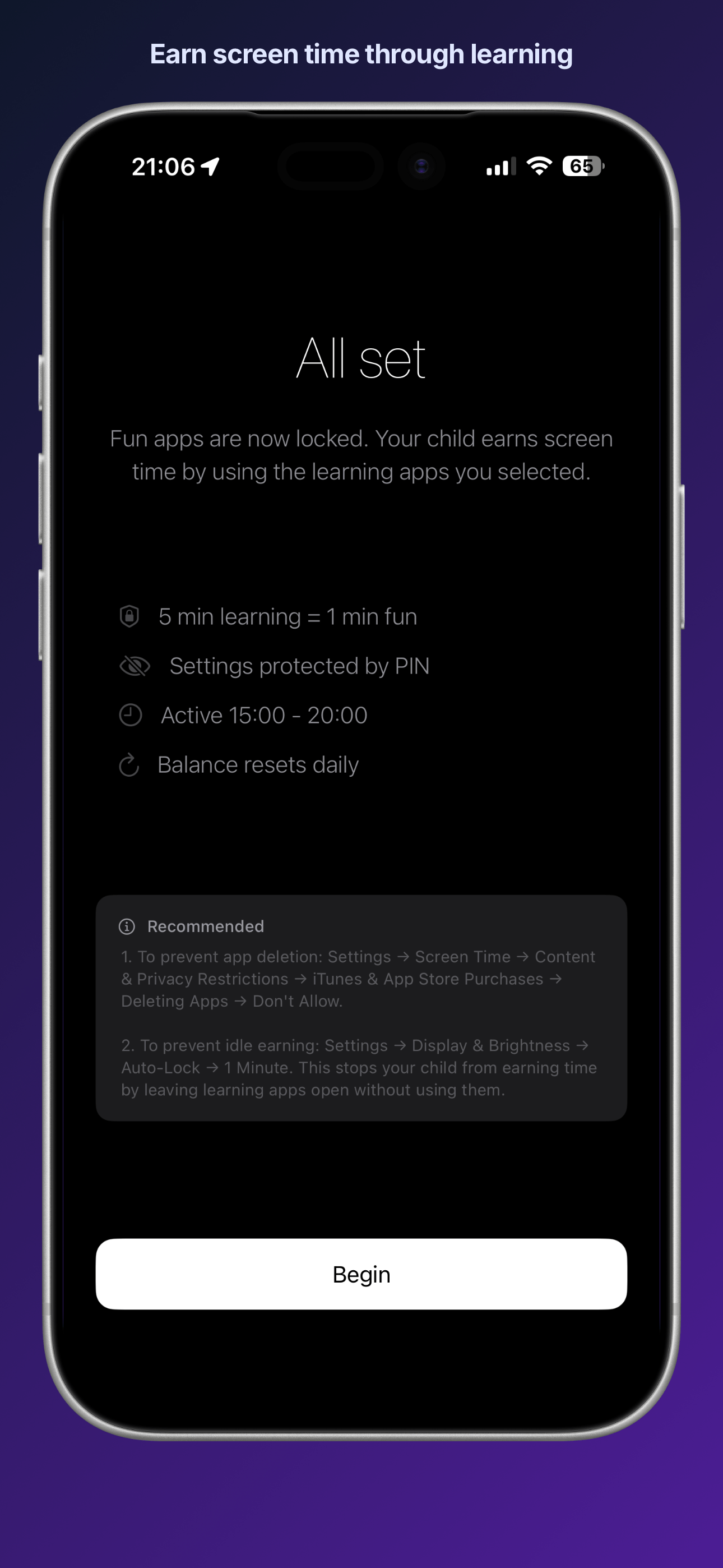 Minua — earn screen time through learning