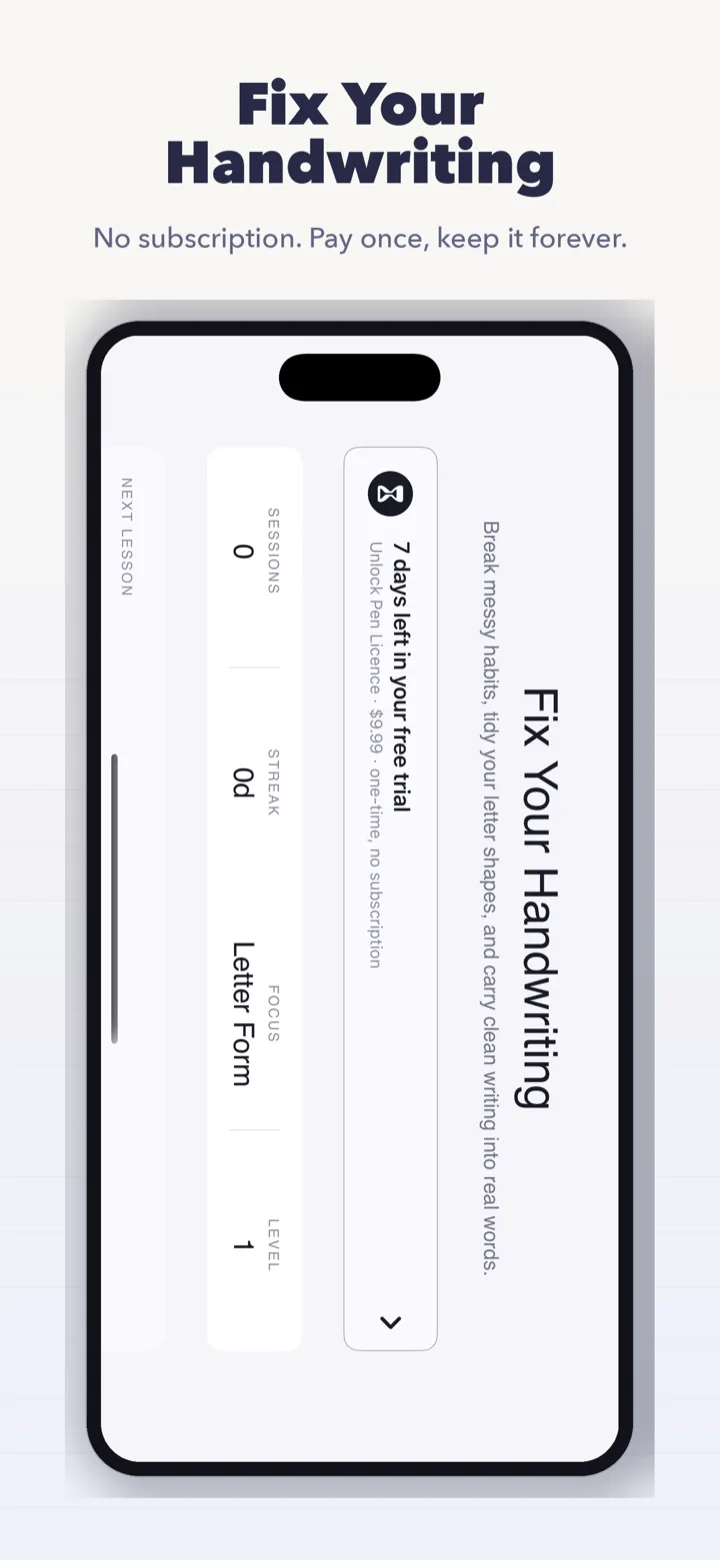 Pen Licence — handwriting practice for iPad