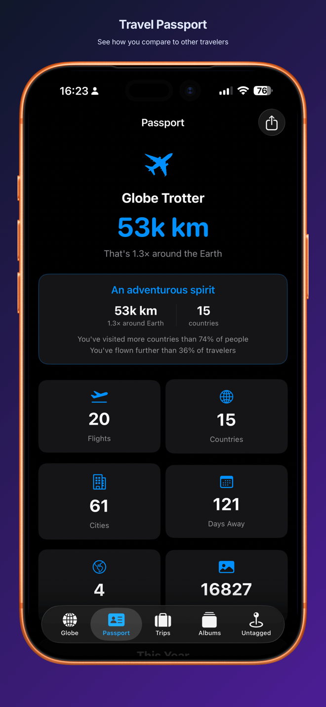 PhotoFlight — travel map from photos